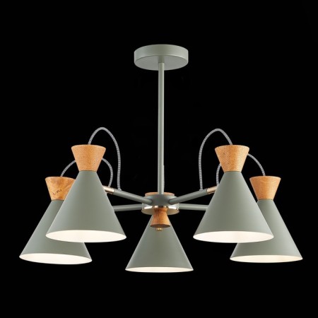 Ceiling EVOLUCE lamp. Sle125112-05. Modica. 5x40 watts, E14, 65x65x45 cm, gray color, golden-1