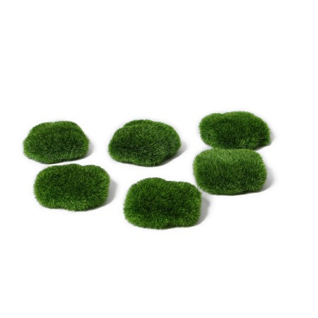 Moss artificial "stones" set 6 pcs, large, shaggy,
