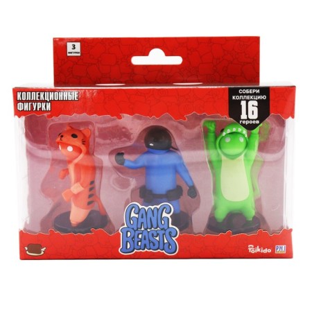 Set of Gang Beasts figures, with a green hero in a suit, 3 pcs