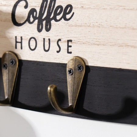 Decorative wood hooks "Coffee house with kettle" 3.5x20x12 cm-2