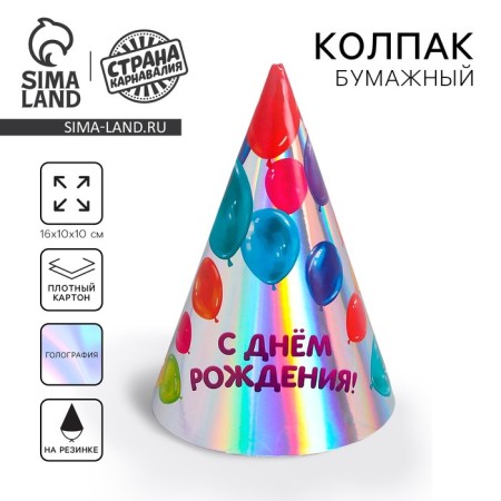 Holographic cap "Happy Birthday", balls
