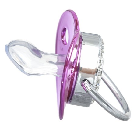Nipple - orthodontic dummy, Little Princess, with cap, +12 months, pink/silver, rhinestones-4