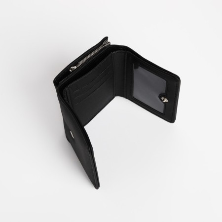 Women's wallet on the button, black color-3