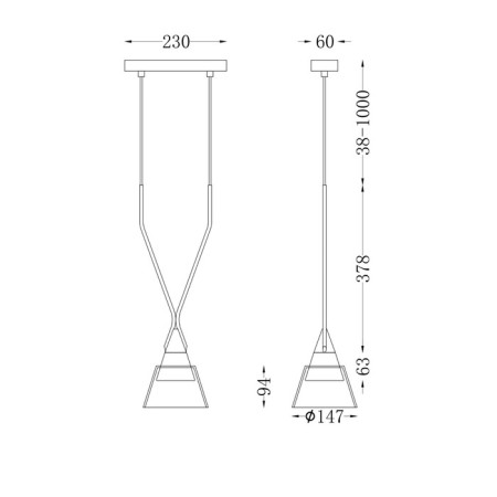 Suspension lamp Maytoni P063PL-01B, GU10, 1x40 W, 230x147x1497 mm, black-1