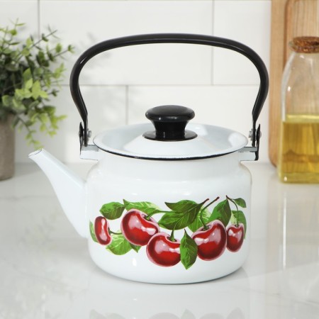 Cylindrical kettle, 2 l, induction, neckline, white color-8