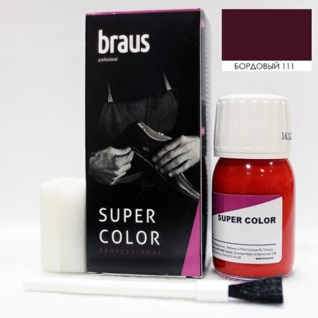 Braus Super Color shoe dye, for skin, burgundy color, 25 ml
