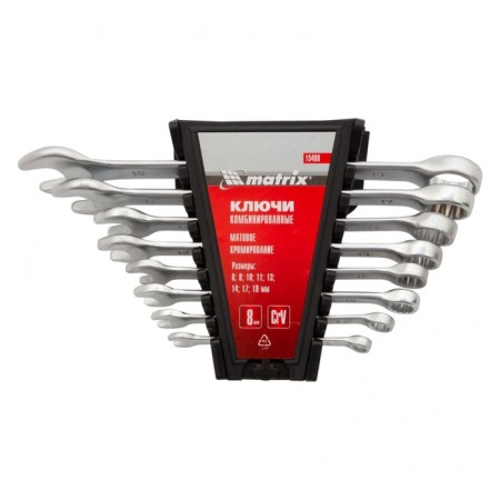 A set of keys of combined Matrix 15408, 6 - 19 mm, CRV, matte chromium, 8 pcs.-2