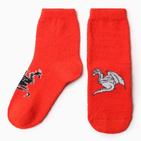 Women's socks "Two Dragons Yin and Yan", red color, size 36-40