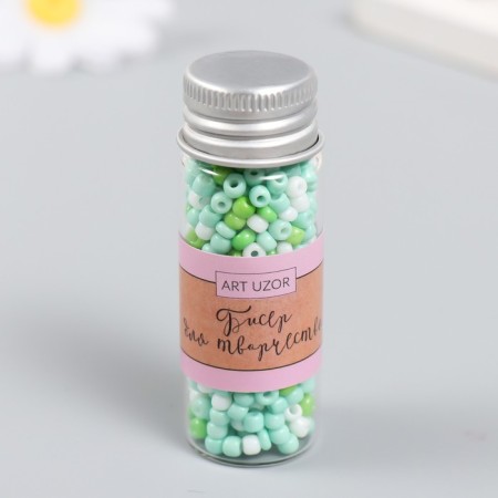 8/0 beads in the bottle "Young greens" 20 g 6x2x2 cm