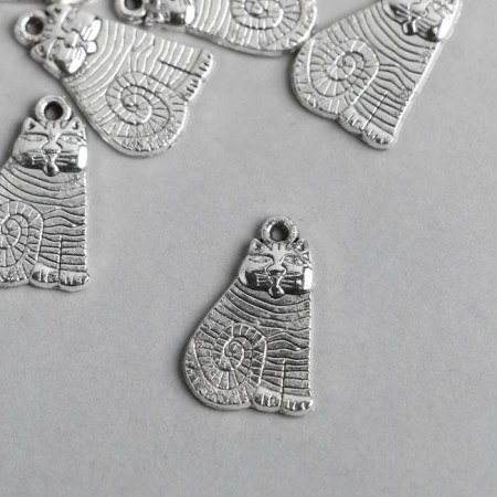 Decor Metal for creativity "Cat, tail with a ring" silver 5182 2.1x1.3 cm