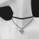 Choker “double” with a thread, the heart of the graph, white-black color in silver, l = 40 cm