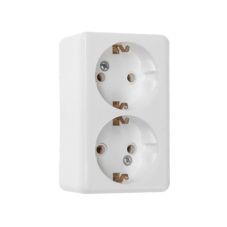 Rosette "Elect" RS 16-017, 16 A, 250 V, double, open, with salary, installation. Panel, white