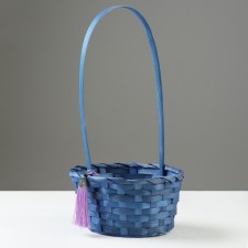 Wicker basket, d19 x 9 x 32 cm, blue, bamboo