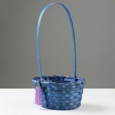 Wicker basket, d19 x 9 x 32 cm, blue, bamboo