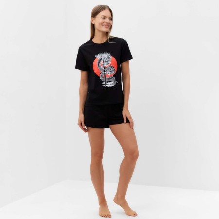 Homemade set (T -shirt, shorts), black color/dragon, size 52