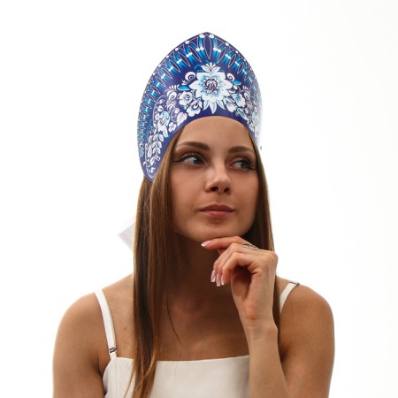 Kokoshnik "Blue flowers on blue", paper-1