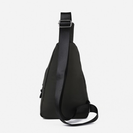 Male sling bag from textiles, headphones, green color-3