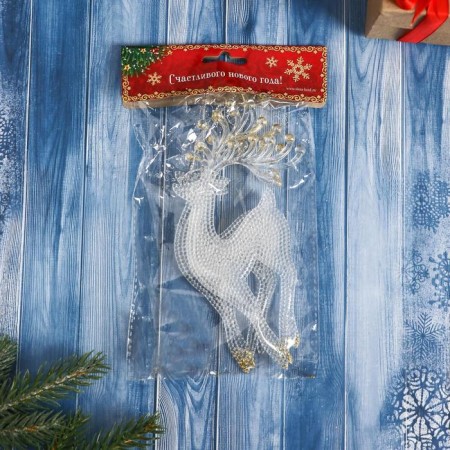 Jewelry decoration "Graceful deer" (set 2 pcs) 8x17.5 cm, transparent-gold-2
