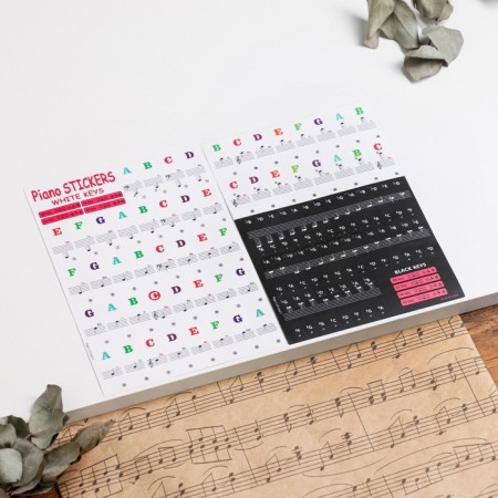 Color stickers on the piano keys, one set, 3 sheets