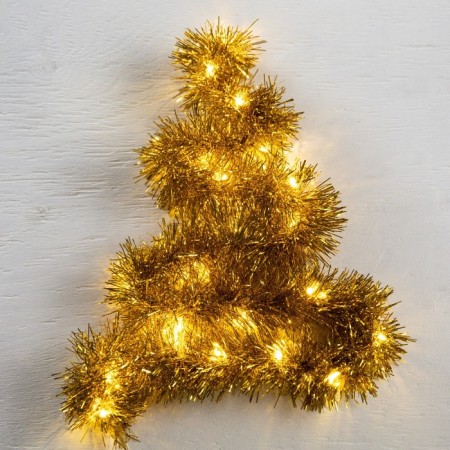 Garland "tinsel" 1 m dew, ip20, golden thread, 22 led, 6 layers, d = 7 cm, glow warm white, CR2032x2