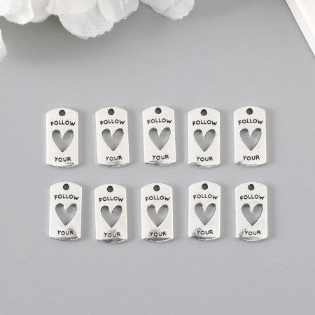 Decor for creativity Metal "Heart with Heart" silver 2x1 cm-2