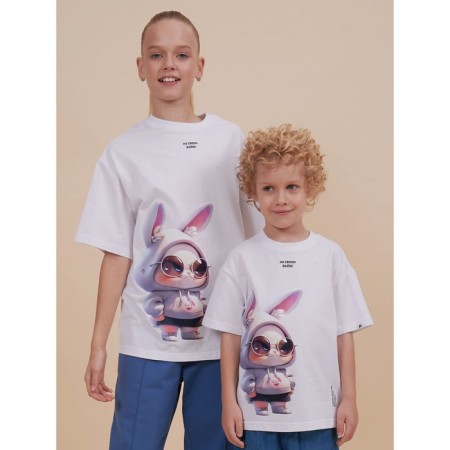 Children's T -shirt, height 134 cm, white color