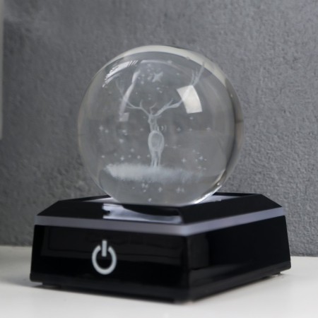 Souvenir glass backlight "Deer" d = 6 cm LED stand from 3AAA, USB wire 9x7x7 cm-1