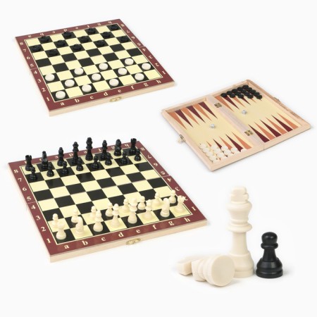 Chess, checkers, backgammon, board games, set 3 in 1, 29 x 29 cm-4