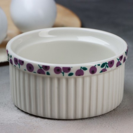 Ramekin ceramic "Blueberries", 9.5 x 4.5 cm, 200 ml, white color-4