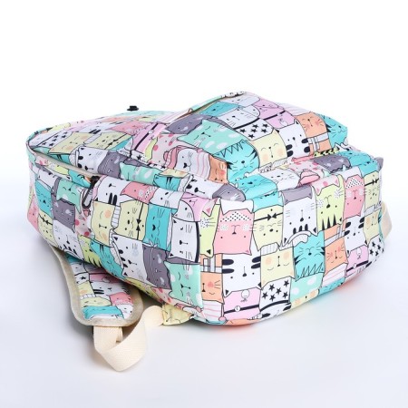 School backpack from textiles on a zipper, 3 pockets, pencil case, color colorful color-6