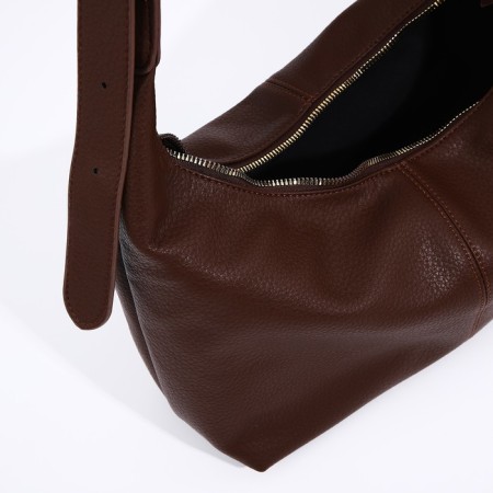 Baget bag with zipper, brown color-4