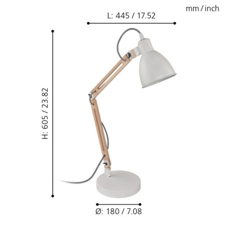 Torona 1, 1x60W E14 table lamp, white, brown color-3