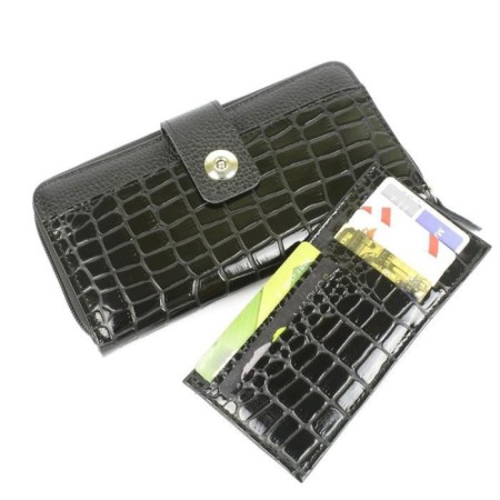 Lightning wallet with Cardholder, 2 PODD. for bills/1 for coins/12 for cards, black color-1