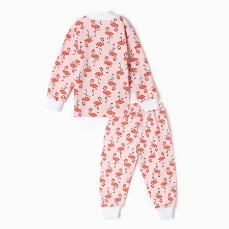 Kit (blouse, pants), peach/flamingos color, height 56 ​​cm-3