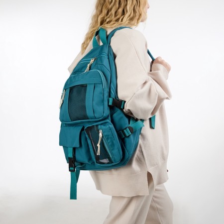 School backpack on lightning, 5 outer pockets, blue color-6