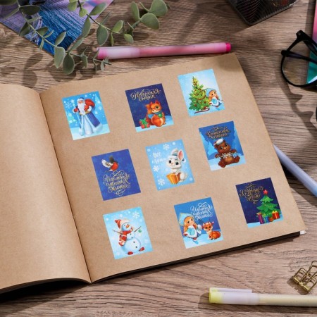 Paper stickers "New Year's fairy tale", with coloring, 11 x 15.5 cm, New Year-5