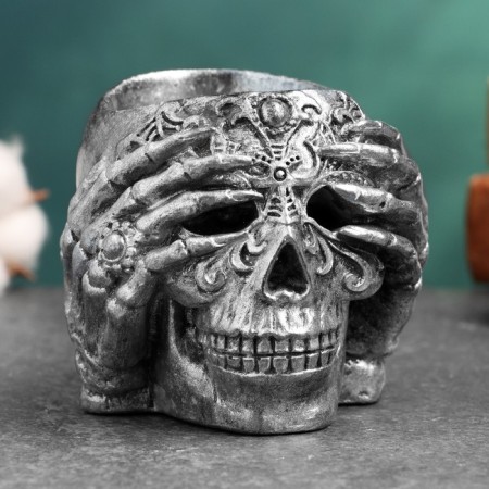 Figure pot "Skull" 9x9x8cm, silver