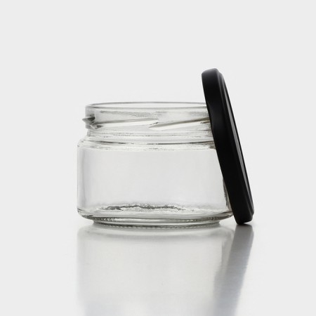 A set of glass cans with a black cover and label, TO-82, 0.25 l, 6 pcs-4