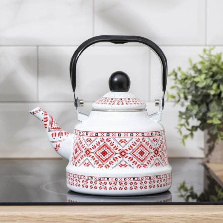 Emphadished kettle "Scandinavia", 1.1 l, 19 × 14 × 21 cm, induction, white color-4