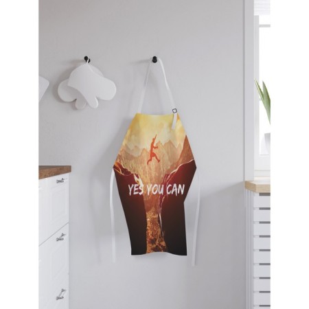 Apron kitchen with a photo print "Yes, you can", adjustable, size OS-1