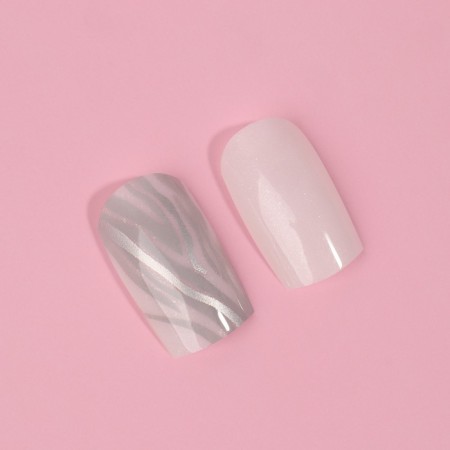 Zebra overhead nails, 24 pcs, with glue plates, soft square shape, white/silver color-7
