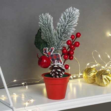 Decor "Bright holiday, in a pot" Leaves of the berry, 25x7 cm