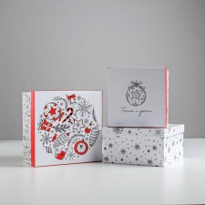 A set of gift boxes 3 in 1 “Happy New Year”, 18 x 18 x 10–22 x 22 x 12 cm, New Year