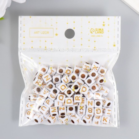 Beads for creativity plastic "Letters on the cube" set of 20 g, mix 0.6x0.6 cm-4