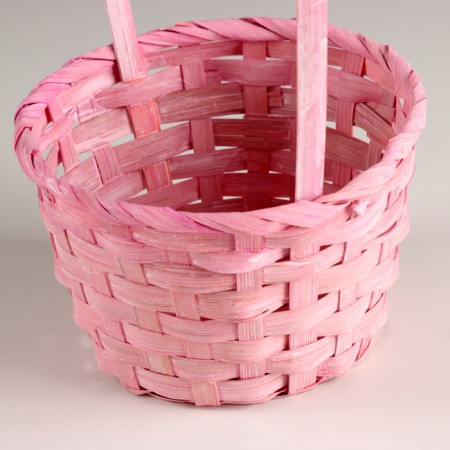 Wicker basket, d15x9x31cm, pink, bamboo-1