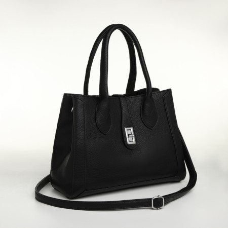 Women's bag with lightning, textura, average size, black color-1