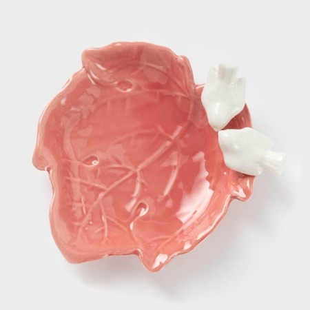 Ceramic "Doves on a leaf", 16 × 6.5 cm, pink color-1