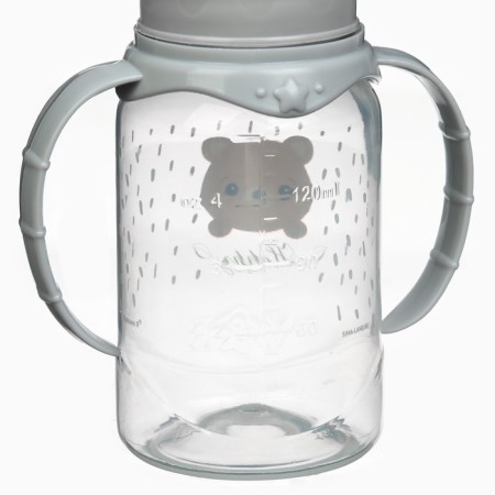 A bottle for feeding "Happy" 150 ml, cylinder, with handles, color gray color-5