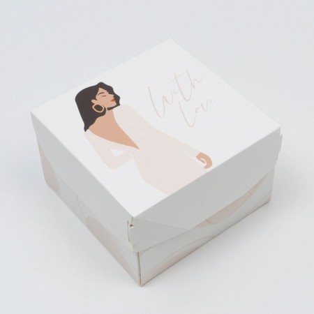 Gift folding box, packaging, "with love", 12 x 8 x 12 cm