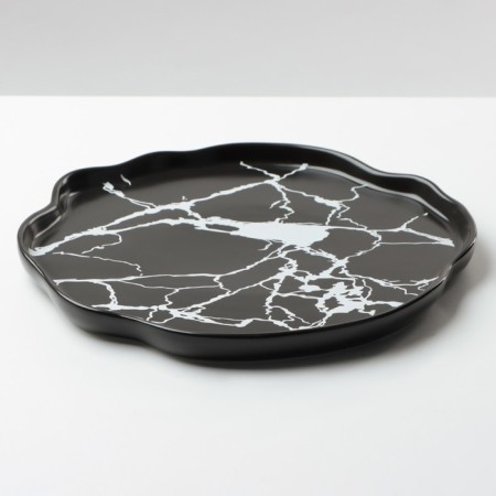 Ceramic Black Marble Coramic plate, 27 cm, black color-1